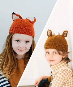 What’s cuter than a wee knitted beanie with animal ears perched atop a sweet little head? The Fawn & Fox Hats' adorable dress-up details cozily outfit your favorite small person for playtime adventures with their forest friends. Knitted in DK weight Arbor yarn, this adventurous beginner-level knitting pattern by designer Olya Mikesh has written instructions and is worked in the round. In three sizes for babies & toddlers from 15”-17” (38–43 cm). Playful Adjustable Winter Costume Hats And Headpieces, Playful Adjustable Mini Hat For Winter, Playful Adjustable Mini Hats For Winter, Playful Winter Costume Hats And Headpieces, Winter Novelty Cat Ears Hat, Novelty Cat Ears Winter Hat, Winter Hats For Playtime, Playful Crochet Cap For Winter, Playful Winter Crochet Cap