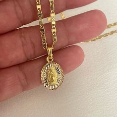 Latina Gold Necklace, Neackles Design Gold, Mexican Gold Necklace, Latina Gold Jewelry, Gold Jewelry Mexican, Gold Mexican Jewelry, Mexican Gold Jewelry, Hispanic Jewelry, Virgencita Necklace