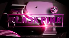 the words black pink are displayed in front of a purple and white background with an abstract design