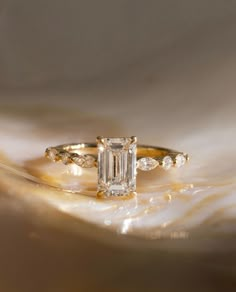 a close up view of a diamond ring