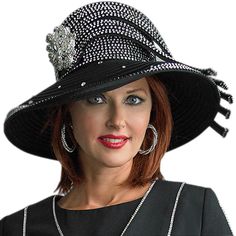 Introducing the exquisite Lily And Taylor H278-BLK Church Hat, a statement piece that complements any formal attire with its timeless elegance and sophisticated design. Crafted from premium materials, this hat promises both durability and a luxurious feel, ideal for individuals with a keen eye for quality and style. The wide brim not only serves a practical purpose, shielding the wearer from the sun, but also adds a dramatic flair to the hat's overall appearance. The brim's curve is designed to Black Formal Costume Hat With Curved Brim, Formal Black Costume Hats With Curved Brim, Royal Ascot Structured Crown Formal Hat, Royal Ascot Formal Hat With Structured Crown, Formal Hat With Structured Crown For Royal Ascot, Evening Adjustable Cloche Hat With Curved Brim, Black High Crown Hat For Evening, Formal Black Wide Brim Costume Hat, Adjustable Cloche Hat With Curved Brim For Evening