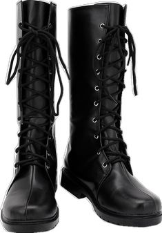 a pair of black boots with laces on them