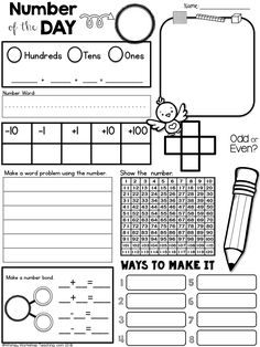 printable worksheet for the number of the day with numbers to make it