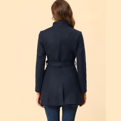 This coat turns casual outerwear into a fashion-forward statement. Step out in style on even the dreariest days with the one-button belted long coat. Those neutral colors on this belted coat with wide lapels maintain a grounded, mature style that will never go out of fashion. Paired well with a crossbody for a day out. Team it with pumps and a bold red lip for an evening look. Womens Tailored Suit, Casual Blazer Women, Bold Red Lips, Belted Blazer, Open Front Jacket, Casual Outerwear, Belted Trench Coat, Wool Peacoat, Belted Coat