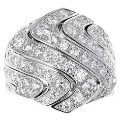 A Cartier 4 ct. Round Diamond Cocktail Ring made in 18K Gold. The total weight is 29.54 grams. The ring size is US 5.50. Rings Cartier, Dinner Rings, Radiant Rings, Radiant Ring, Dinner Ring, Bling Ideas, Baguette Diamond Ring, Bracelet Cartier, King Edward Vii