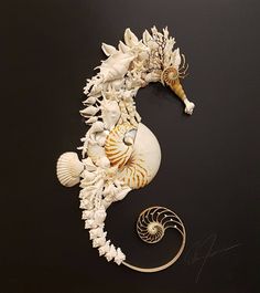 the sea horse is made out of shells