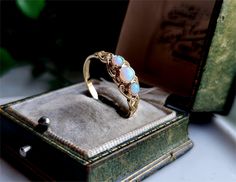 STUNNING Solid 9ct Gold Opal Trilogy Ring, Size UK K Size USA 5 FULLY TESTED FOR 9ct Gold Opals Measure 4mm & 3mm RESIZING AND LAYAWAY IS AVAILABLE! Gold Opal Rings, Antique Opal Ring, Vintage Opal Ring, Opal Ring Vintage, Gold Opal Ring, Trilogy Ring, Unusual Rings, Opal Ring Gold, Opal Ring