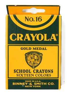 a box of crayola gold medal colored pencils in yellow and green packaging