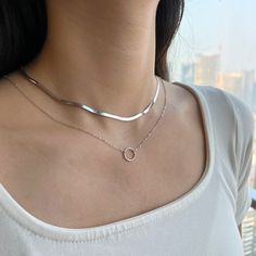 This simple yet elegant necklace is crafted in sterling silver and finished in rhodium plating, A dainty and sophisticated necklace, can be worn by it self for a simple look or layered with other necklaces to add more to your outfit Simple Look, Herringbone Necklace, Elegant Necklace, Circle Necklace, Elegant Necklaces, Silver Pieces, Necklace Silver, Body Oil, Silver Necklaces