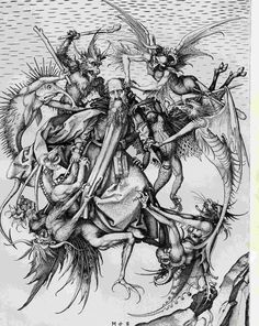 Hatching in art - Google Search Martin Schongauer, Temptation Of St Anthony, St Anthony, Momento Mori, Saint Anthony, San Francesco, Pierre Auguste Renoir, Angels And Demons, Medieval Art