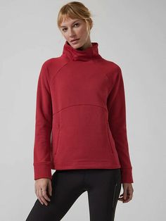 Athleta Polartec Funnel Neck Sweatshirt.. nylon, polyester, spandex relaxed with room to move covers assets, longer length in back 20.5" across back armpit to armpit  26" length SOFT inside fleece covers assets, longer length for more coverage polartech power stretch fabric concealed zip pockets machine wash Mark on inside label to prevent retail return Funnel Neck Sweatshirt, Winter Workout, High Intensity Workout, Man Fashion, Workout Sweatshirt, Thermal Insulation, Casual Fall Outfits, Funnel Neck, Active Wear Tops