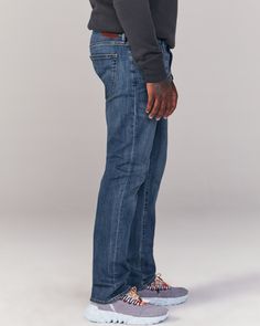 A classic silhouette that's straight from top to bottom with refined details and built-in stretch for superior comfort and flexibility. Fitted Jeans With Welt Pockets And Standard Cut Leg, Mens Straight Jeans, Classic Silhouette, Modern Man, Stretch Jeans, Straight Jeans, Abercrombie Fitch, Wardrobe Essentials, Everyday Fashion