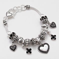 Style No : [264006] Mbb06450-As-Jet-1"H Color : Silver Burnished Theme : Heart Marcasite Heart Full Charm Bead Bracelet Size : 1" H, 7 1/2" + 1/2" L Heart Clasp Closure Valentine's Day Silver Beaded Crystal Bracelet, Silver Heart-shaped Beaded Bracelet, Silver Beaded Crystal Bracelet For Valentine's Day, Heart-shaped Silver Beaded Bracelets For Gifts, Heart-shaped Silver Beaded Bracelet For Gift, Heart-shaped Silver Beaded Bracelet Gift, Heart Shaped Silver Beaded Bracelet For Gift, Valentine's Day Silver Beaded Bracelets, Valentine's Day Silver Beaded Bracelets With Round Beads