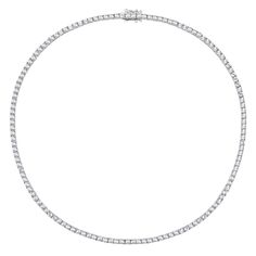 Icy shimmer offers all-around style on this lab-created white sapphire tennis necklace. A total of 135 lab-created white sapphires fire off unmissable scintillation from settings of sterling silver, making a sparkling statement. | Lab-Created White Sapphire Tennis Necklace | Sterling Silver | Size 18" | Helzberg Diamonds Tennis Necklace Diamond, Sapphire Tennis Necklace, Diamond Tennis Necklace, Soft Life, Helzberg Diamonds, Clothing Pieces, White Gold Necklaces, Birthday Wishlist, Tennis Necklace