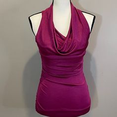 Express Womens Shirt Top Sleeveless Ruched Cowl Neck Sz Xs Nwot Burgundy 1997 Ruched Tank Top For Night Out, Fitted Halter Top For Night Out, Sleeveless Ruched Party Tops, Purple Sleeveless Top For Night Out, Sleeveless Purple Top For Night Out, Ruched Halter Top For Night Out, Fitted Ruched Halter Neck Top, Ruched Fitted Halter Neck Tops, Fitted Ruched Sleeveless Blouse