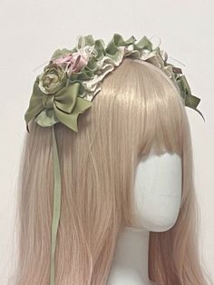 Add a touch of kawaii charm to your look with our adorable floral hairband. Available in two delightful colors - pink and green, this hairband features a sweet floral design and cute bowknots, making it the perfect accessory for any Lolita or Kawaii-inspired outfit.   Please note that this product includes only one hairband. Green Spring Headband Hair Accessories, Green Headband Hair Accessories For Spring, Pink Satin Bow Hair Accessories For Spring, Spring Pink Hair Accessories With Satin Bow, Spring Pink Satin Bow Hair Accessories, Adjustable Green Hair Accessories For Spring, Green Hair Accessories For Spring Gift, Adjustable Green Hair Accessories With Headband, Cute Pink Flower Headband