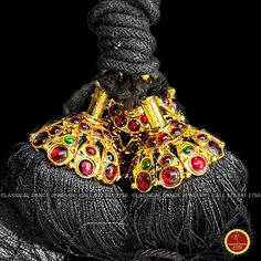 "Design by Classical Dance Jewelry® ❥ Ball Jada Kuchulu/Kunjalam/Kupullu for traditional and trendy hair styles for the hair which is used for Bharatnatyam, Kuchipudi, Kathak Dance performances for Hair Decoration in Dance, Weddings and Events  ❥ A beautiful Tassel Jada Kuchulu/Kunjalam/Kupullu suited for all occasions ❥ Suitable for Classical Dances, ethnic wear and saris ❥ Light Weight and easy to use with black thread in the ends to tie. ❥ The size (length) of Ball Jada Kuchulu/Kunjalam/Kupul Ceremonial Temple Jewelry Tikka With Latkans, Traditional Tikka With Latkans For Rituals, Traditional Festive Choli With Tassels, Traditional Ceremonial Jhumkas For Navratri, Traditional Kundan Jewelry For Rituals, Traditional Festive Jhumkas For Rituals, Traditional Jhumkas For Rituals And Festivals, Jhumkas With Pallu For Diwali Rituals, Traditional Multicolor Jhumkas For Ceremonial Occasion