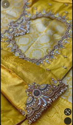 Yellow Colour Blouse Aari Work, New Bridal Maggam Work Designs, Blouse Design Latest Work, Designer Blouse Work Designs, Designer Aari Work Blouse, Blouse Working Design, Handmade Blouse Design, Trendy Maggam Work Designs, Working Blouse Designs