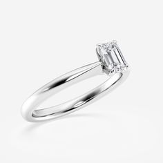 1/2 ctw Emerald Lab Grown Diamond Petite Solitaire Engagement Ring Platinum FG, SI1+ Solitaire Engagement Ring Platinum, Crossover Diamond Ring, Engagement Ring Platinum, Ring Enhancer, Crossover Ring, Engagement Rings Platinum, Solitaire Pendant, 14k White Gold Ring, Emerald Diamond