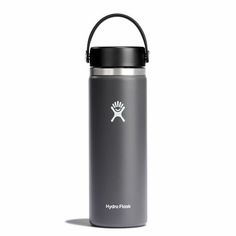 the hydro flask water bottle is shown on a white background with a black lid