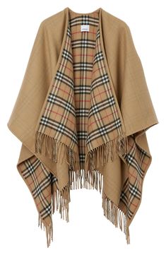 Burberry Poncho, Burberry Cape, Cape For Women, Burberry Shorts, Burberry Vintage, Beige Shorts, Wool Cape, Wool Flannel, Designer Drapes