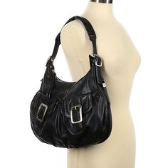 Cole Haan 100% Leather Slouchy Hobo Bag, With Double Buckle Pockets In Front, Zip Close, And Exposed Stitch Detail. Black Leather With Deep Chocolate Brown/Burgundy Stitching. Adjustable Strap. Interior Zipper And Two Interior Pouches For Smaller Items Like Pens And Lipsticks. 14.75" Wide 10.25" High 2" Deep (Unfilled, But It Can Fit A Lot!) All Items Come From A Smoke-Free And Pet-Free Home. Black Leather Shoulder Bag With Buckle Closure, Modern Black Bags With Buckle Closure, Chic Faux Leather Shoulder Bag With Silver-tone Hardware, Modern Black Shoulder Bag With Buckle Closure, Classic Black Shoulder Bag With Buckle Closure, Black Leather Satchel With Buckle Closure, Classic Black Hobo Bag With Metal Hardware, Black Satchel With Buckle For Everyday Use, Black Shoulder Bag With Buckle Closure For Evening