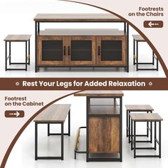 the instructions for how to build a wooden table with metal legs and drawers on each side