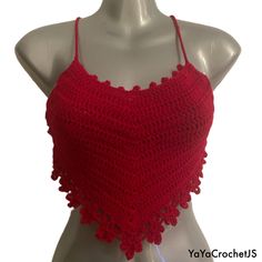 Brand new handmade crochet beautiful cute red crop top size S/M Red Crochet Lace Casual Top, Red Casual Crochet Lace Top, Handmade Crop Top, Handmade Fitted Cropped Top, Handmade Fitted Cropped Crop Top, Fitted Red Crochet Top, Handmade Cropped Tops For Festival, Cropped Crochet Crop Top For Festivals, Red Fitted Crochet Lace Top