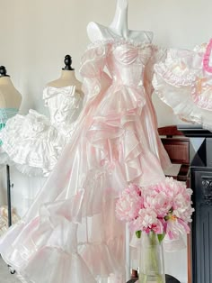 ♡ Light ♡ - Pink Princess Dress Set – Heart of Doll Elegant Long Prom Dresses, Princess Dresses Birthday, Princess Mermaid Dress, Princess Night Dress, Pink Victorian Dresses, Doll Like Dress, Who Made Me A Princess Dress, Selkie Pink Dress, White And Pink Prom Dress