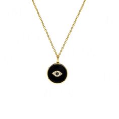 The Onyx Evil Eye Necklace features a unique black onyx gemstone with a silver evil eye charm for maximum protection against negative vibes. Its stainless steel chain is highly resistant to tarnish and corrosion, making it a perfect choice for everyday wear. Symbolic Black Necklace With Adjustable Chain, Black Symbolic Jewelry With Adjustable Chain, Symbolic Black Jewelry With Adjustable Chain, Black Spiritual Jewelry With Evil Eye, Black Symbolic Pendant Jewelry, Symbolic Black Gemstone Jewelry, Symbolic Black Pendant Necklace, Symbolic Black Round Jewelry, Black Necklace With Round Pendant