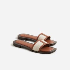 Callie sandals in canvas Paloma Dress, Jcrew Collection, Womens Summer Shoes, Loafer Sneakers, Summer Suits, Summer 24, White Dress Summer, Linen Shop, Brown Canvas