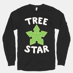 a black t - shirt with the words tree star on it and a green leaf