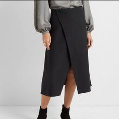 Nwt Club Monaco Women's Cutaway Wool Wrap Skirt. Orig. $179 55% Wool, 45% Polyester Lining : 100% Polyester Side Zipper Closure Thick & Warm Skirt I Have Size 2 & 4. Measurements Are Seam To Seam: Size 2 Waist 13" Hip 17" Length 30" Size 4 Waist 14" Hip 19" Length 30" Closet Versatile Asymmetrical Workwear Skirt, Versatile Asymmetrical Skirt For Work, Versatile Workwear Skirt For Fall, Versatile Knee-length Skirt For Fall, Versatile Fall Skirt With Lining, Versatile Fall Lined Skirt, Versatile Skirt For Workwear, Relaxed Fit Wrap Skirt For Workwear In Fall, Versatile Workwear Skirt