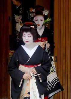 Hassaku - An annual event of Geiko visiting their masters and tea house to show their appreciation with gifts, was held on August 1 in Kyoto, Japan Geisha Kimono, Traditional Japanese Clothing, Japan Kimono, Japanese Clothing