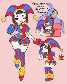 an image of a cartoon character with different expressions on her face and body, in various poses