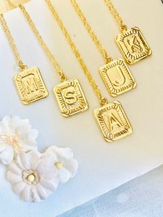 Square initial necklace for her, Gold square initial necklace, Bridesmaid Gift Personalized Gift, Ready to ship gift, Christmas Gift for Her Cheap Everyday Necklace With Square Pendant, Cheap Elegant Square Pendant Necklaces, Gold Initial Pendant, Rectangle Necklace, Alphabet Necklace, Big Necklace, Square Necklace, Wedding Pendant, Necklace For Her