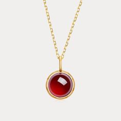 A timeless classic, this Round Natural Garnet Necklace will add beauty and elegance to any ensemble. With its unique shape and natural color, this necklace is sure to be a conversation starter. Crafted from the finest materials for lasting quality, this is an accessory that will make you feel luxurious and special. DETAILS Plating: 10K Gold Materials: 10K Gold on Silver, Natural Mozambique Garnet Measurements: Length: 17.72"(45.3cm) + Extender: 1.97"(5.0cm) Weight: 3.6g Star And Moon Necklace, Garnet Birthstone, Rabbit Earrings, Pearl Gifts, Cuban Link Chain Necklaces, Garnet Pendant, Garnet Necklace, Christmas Gifts For Girls, Birthstone Pendant