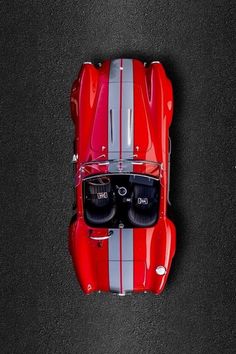 an overhead view of a red sports car