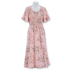 English Garden Smocked Dress - Casual, Comfortable & Colorful Women's Clothing Korean Floral Dress, Garden Smock, Printed Green Dress, Corduroy Overall Dress, Patterned Midi Dress, Draped Midi Dresses, Womens Shift Dresses, Midi Cocktail Dress, Pleated Midi Dress