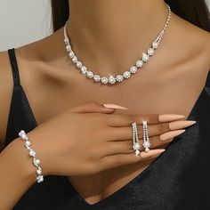 Gender:Women's; What's in the box:1 Necklace,1 Bracelet,Earrings; Quantity:Three-piece Suit; Theme:Precious,Petal; Style:Sweet,Elegant; Jewelry Type:Bridal Jewelry Sets; Occasion:Wedding,Gift; Material:Imitation Pearl; Design:Retro; Features:Lovely; Front page:WE; Shipping Weight:0.02; Listing Date:06/11/2024 White Pearl Jewelry Sets For Receptions, Elegant White Pearl Sets, Elegant White Pearl Jewelry Sets, White Pearl Drop Jewelry Sets For Wedding, Silver Pearl Embellished Jewelry Sets For Wedding, Flashy Jewelry, Copper Wedding Theme, Jewelry Bride, Mha Dr