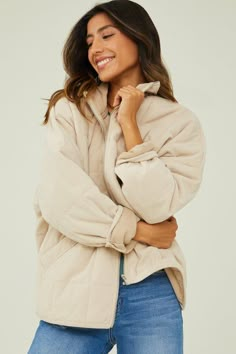 Oversized Long Sleeve Quilted Jacket For Fall, Oversized Quilted Jacket With Long Sleeves For Fall, Oversized Quilted Jacket For Fall, Oversized Quilted Jacket For Cold Fall Weather, Oversized Quilted Long Sleeve Outerwear, Oversized Quilted Outerwear With Long Sleeves, Trendy Beige Quilted Outerwear, Long Sleeve Quilted Jacket For Fall, Trendy Quilted Beige Outerwear