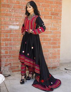 Zara Afghan Dress - Shabnam Hossine Afghanistan Clothes, Black Afghan