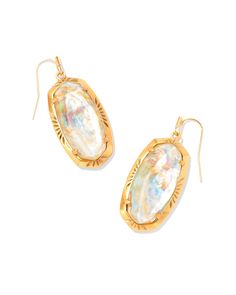 Our iconic silhouette gets a handcrafted touch in the Elle Vintage Gold Etch Frame Drop Earrings in Iridescent Abalone. Featuring an etched metal frame inspired by tooled leather saddles, these earrings are the bit of vintage-inspired charm your earring collection needs. These earrings are a part of Yellow Rose by Kendra Scott—a brand that celebrates ranch life with Kendra Scott staples alongside select curated jewelry pieces and accessories. Metal Vintage 23k Yellow Gold Over Brass Material Iri Short Pendant Necklace, Metal Etching, Earring Collection, Gold Cocktail Ring, Gold Statement Necklace, Ranch Life, Gold Cocktail, Gold Bracelet Cuff, Gold Cuffs