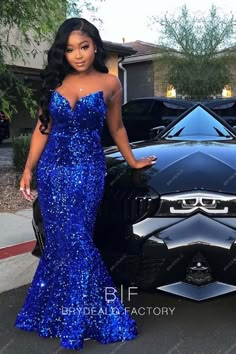 Steal the spotlight in our Royal Blue Stretchy Sequins Strapless Floor Length Mermaid Prom Dress. This sleeveless stunner boasts a plunging pointy neckline and a long skirt, and a chic horsehair hemline. Elevate your style in this captivating blue gown! #bluepromdress #royalblue Royal Blue Homecoming Dresses Black Women, Blue Sparkly Prom Dresses Long, Royal Blue Homecoming Dresses Long, Royal Blue Prom Looks, Strapless Prom Dress Black Women, Prom Dresses Dark Skin, Dark Blue Prom Dress Black Women, Royal Blue Prom Dresses Black Women, Blue Dress Black Women