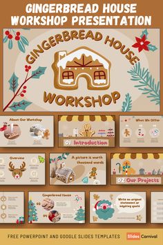 Experience the holiday magic with our Christmas-themed PowerPoint template. Perfect for marketers, educators, or anyone in need of a charming holiday atmosphere. This beige, cute, and animated style is exceptional for marketing projects, education presentations, recipe books and more. Hold the attention of your audience, whether it’s for holiday events or seminars. Adopt the spirit of the season and wow your viewers with our uniquely crafted and animated Gingerbread House Workshop theme. Themed Powerpoint, Christmas Powerpoint Template, Poetry Tea Time, Thanksgiving Gratitude, Learn Business, Thanksgiving Greeting Cards, Project Presentation