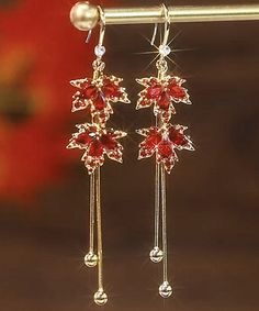 Classy Red Sterling Silver Overgild Zircon Maple Leaves Tassel Drop EarringsMade of fine Sterling Silver Overgild Zircon Maple Leaves Tassel.Measurement: 7cm/2.73" * 1.8cm/0.702". Matches easily with daily hairstyle, dresses & Shirts Real Drawing, Fav Flower, Combat Clothes, Ethereal Jewelry, Pretty Jewelry Necklaces, Cottagecore Outfits, Star Cluster, Magical Jewelry, Fun Jewelry