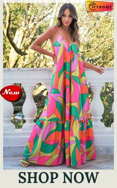 Multicolor Boho Geometric Print Sleeveless Maxi Dress Multicolor A-line Sundress For Vacation, Multicolor Printed Sleeveless Summer Dress, Spring Multicolor Printed Sleeveless Dress, Multicolor Printed Sleeveless Dress For Summer, Multicolor Printed Sleeveless Dress For Spring, Multicolor Printed Sleeveless Party Dress, Pink Abstract Print Maxi Dress For Summer, Pink Maxi Dress With Abstract Print For Summer, Multicolor Spaghetti Strap Sundress