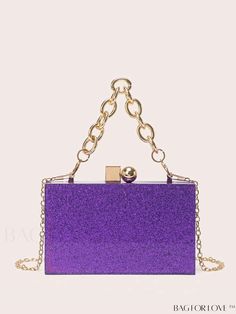 BagForLove - Sparkling Chain Box Bag: Ideal Bridal Purse for Weddings Prom Inspiration, Bridal Purse, Purple Purse, Purple Collar, Glitter Decor, Silver Bags, Purple Bag, Perfect Bride, Bag Elegant