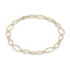 18K Yellow Gold and Diamond Flat Link Collar Necklace Marco Bicego Jewelry, New Zealand Jewellery, Marco Bicego, Gold Engraving, Bracelet Online, Gold Price, Stunning Necklace, Signature Collection, Link Necklace