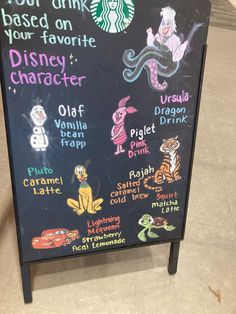 a chalkboard sign that has some writing on it with pictures of animals and other things